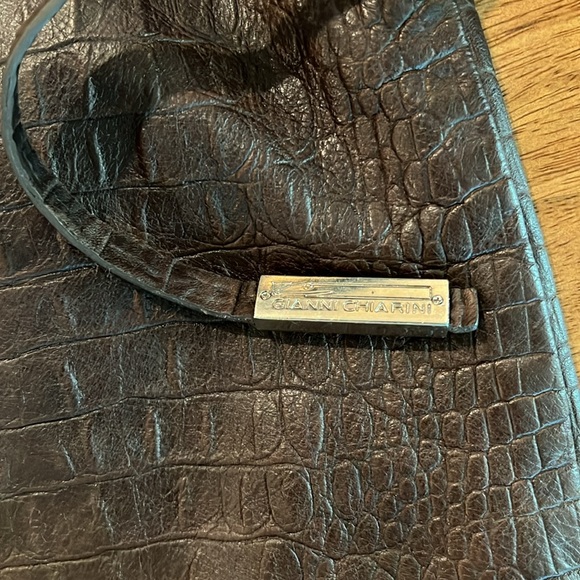 GIANNI CHIARINI Brown Croc Embossed Leather Hobo Handbag - Picture 3 of 14